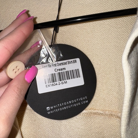 White Fox Cream Button-Up Shirt - Picture 2 of 3